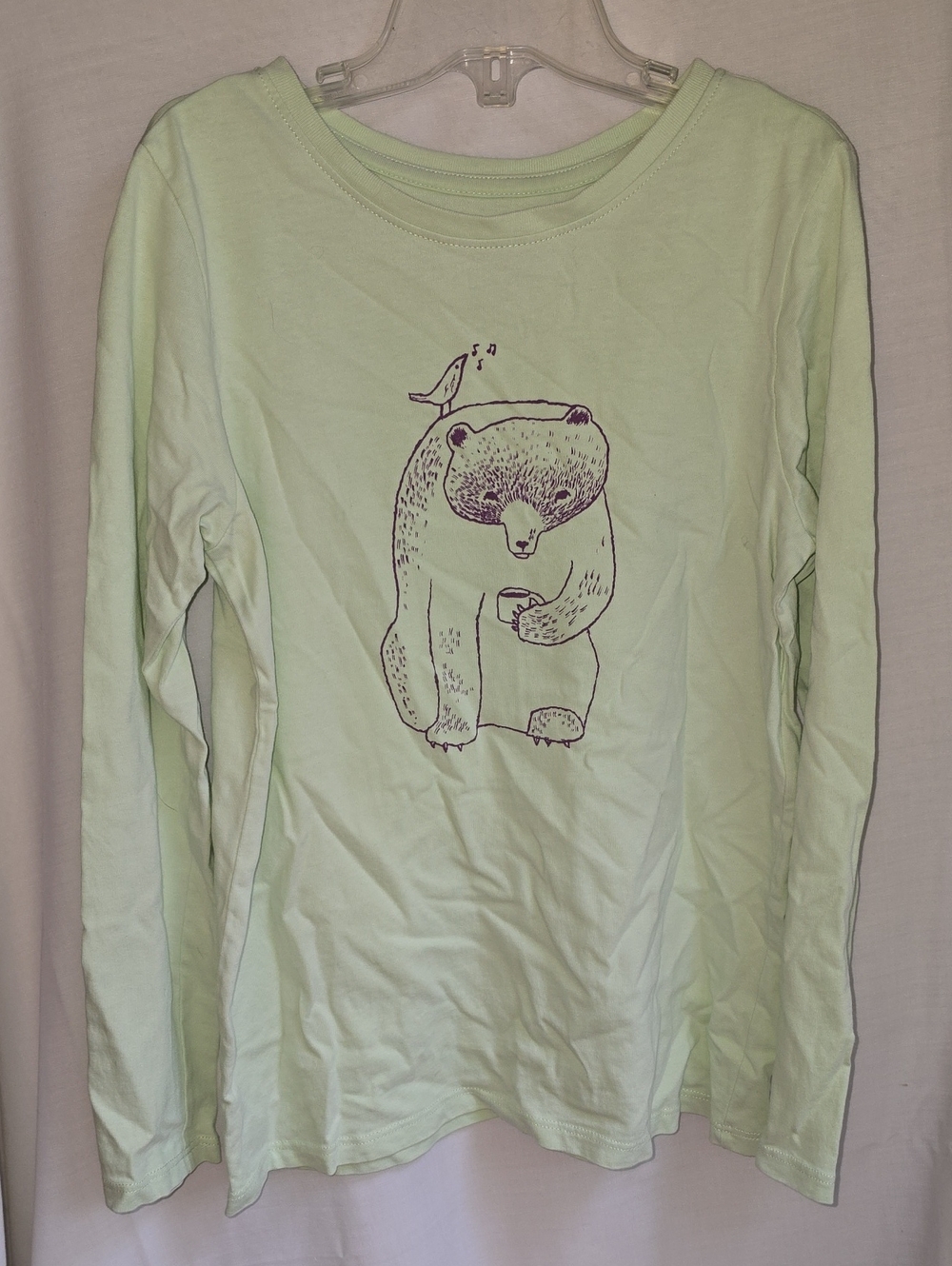 Tea Collection Pale Green Bear Graphic Long-Sleeve Tee
